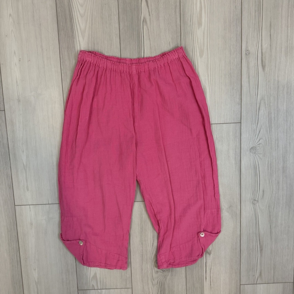 Oh My Gauze Size 1 Small/Medium Pink Cropped Pant Cotton Pull On Stretch